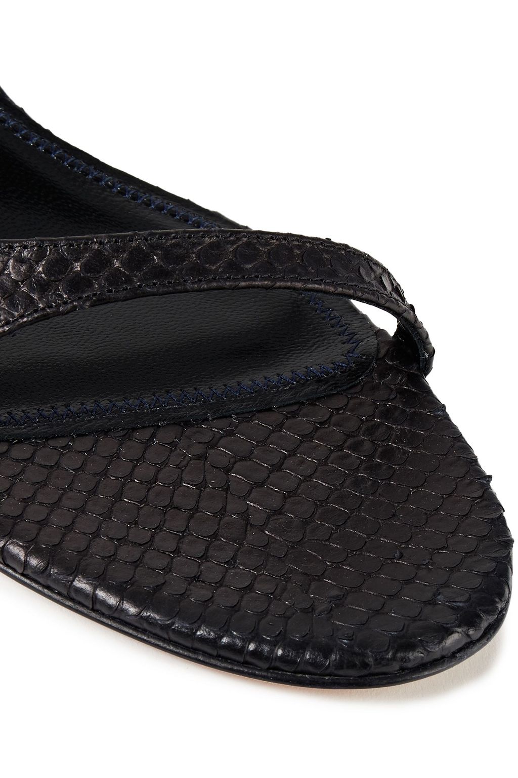 TIBI Chain-trimmed snake-effect leather sandals