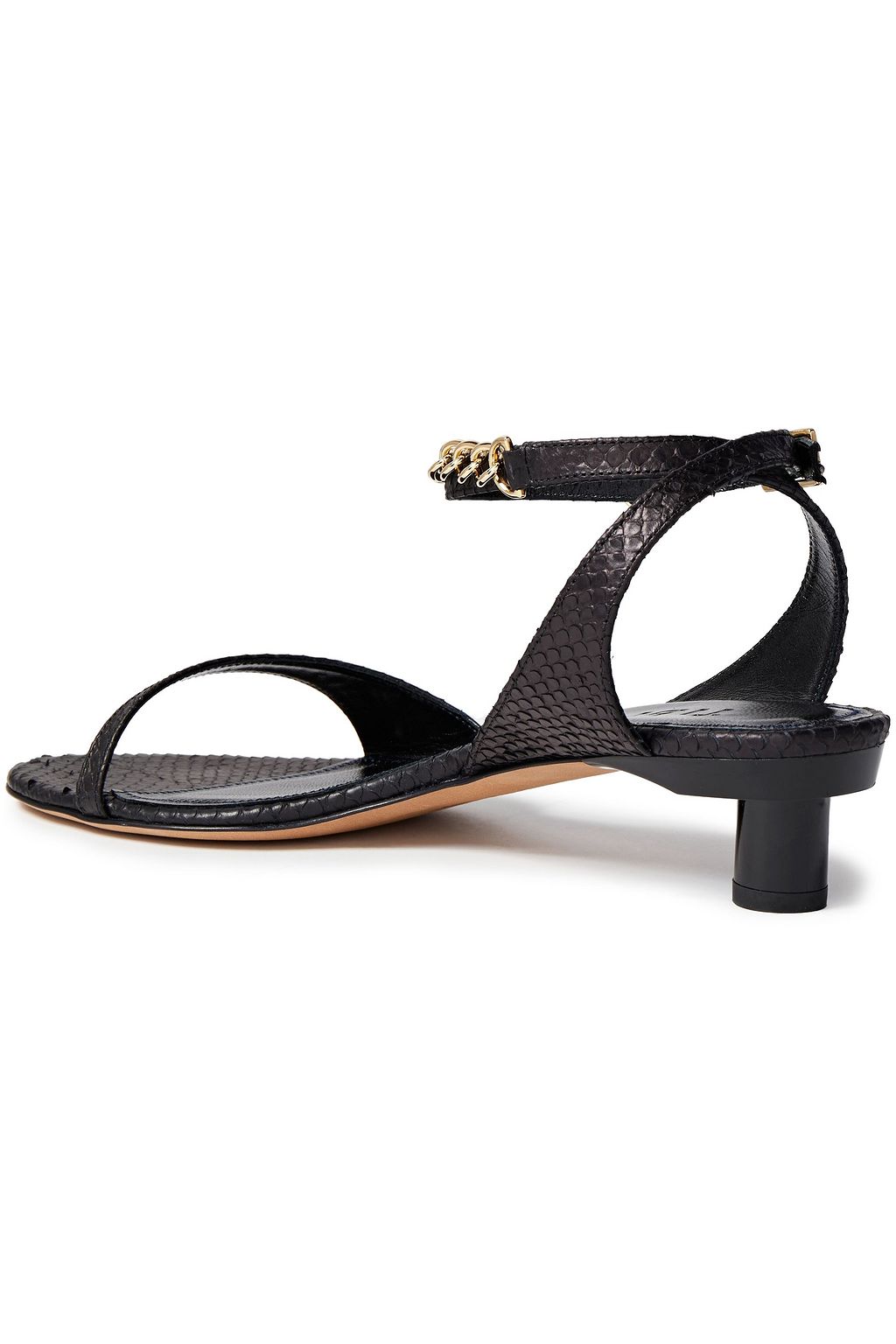 TIBI Chain-trimmed snake-effect leather sandals