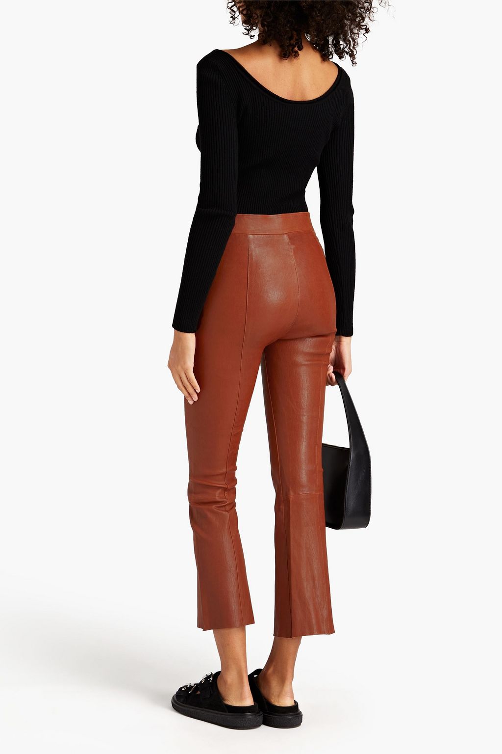 leather kick flare trousers