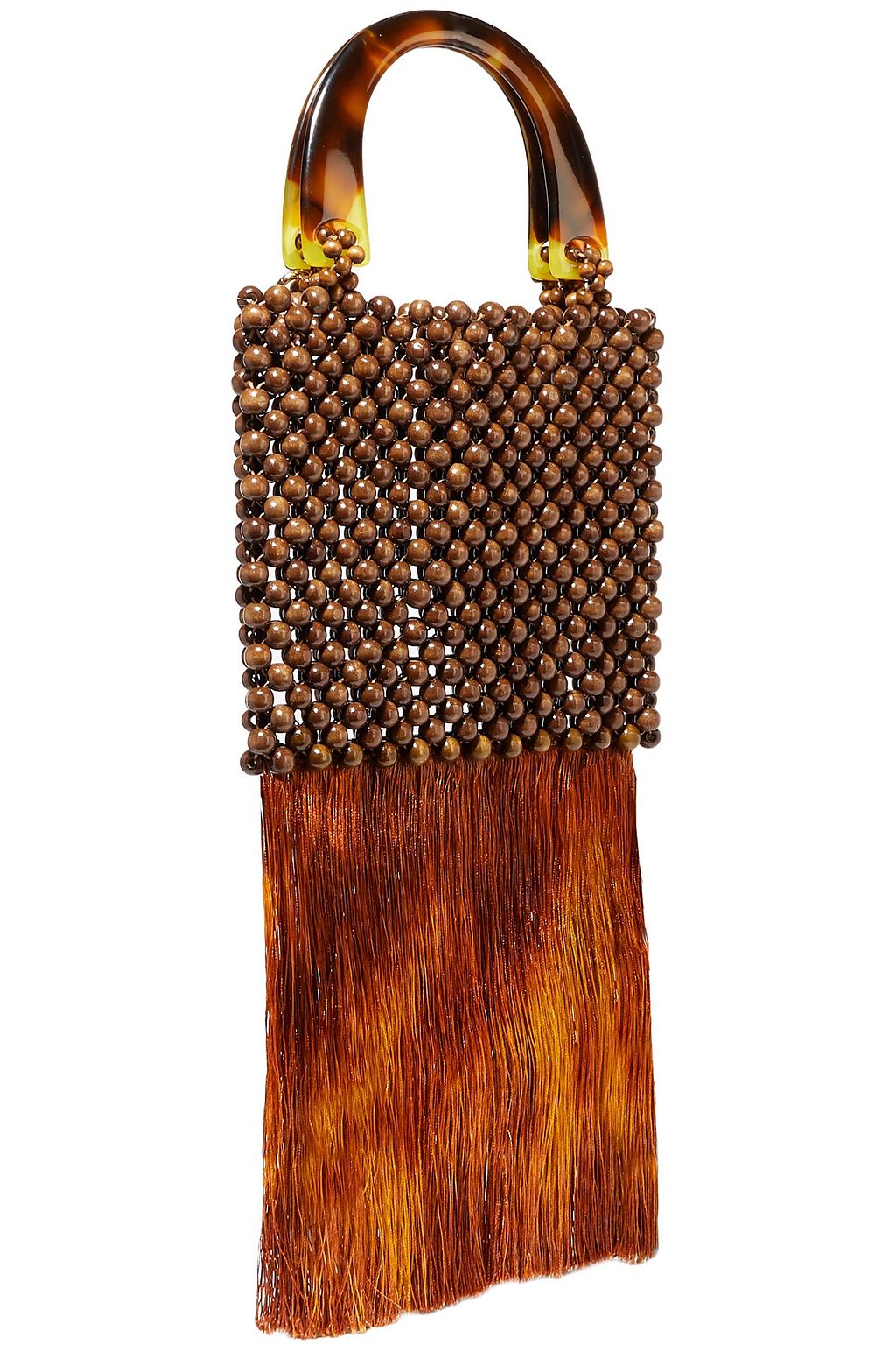 ROSANTICA Marv fringed beaded wood tote