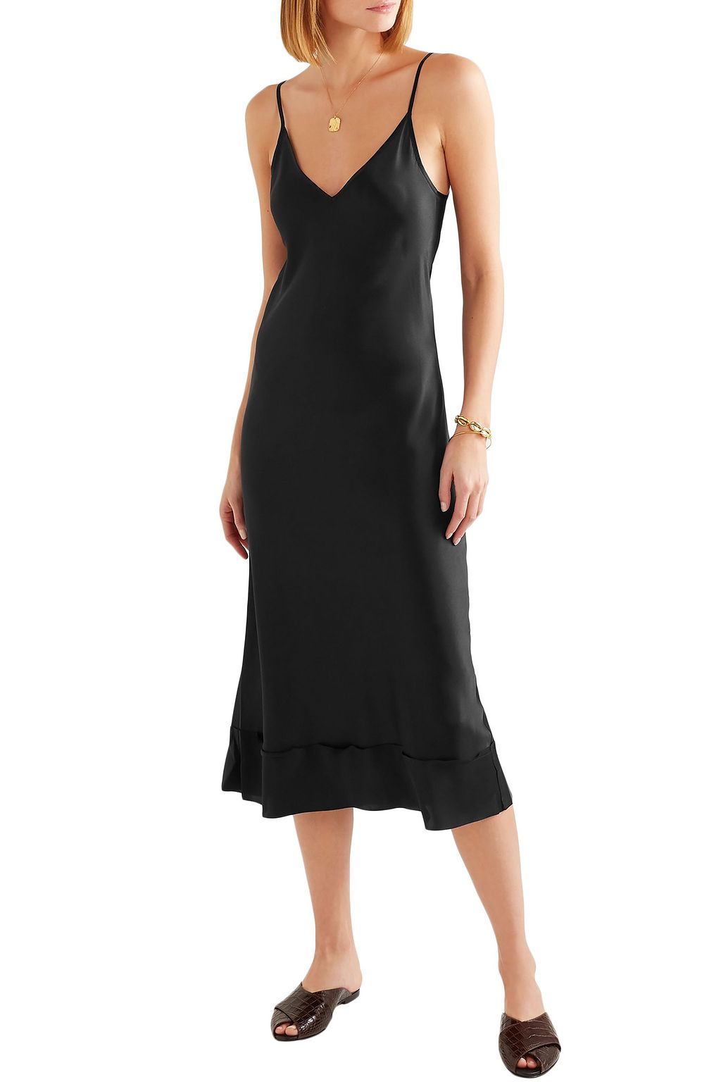 LEE MATHEWS Rose silk-satin midi slip dress