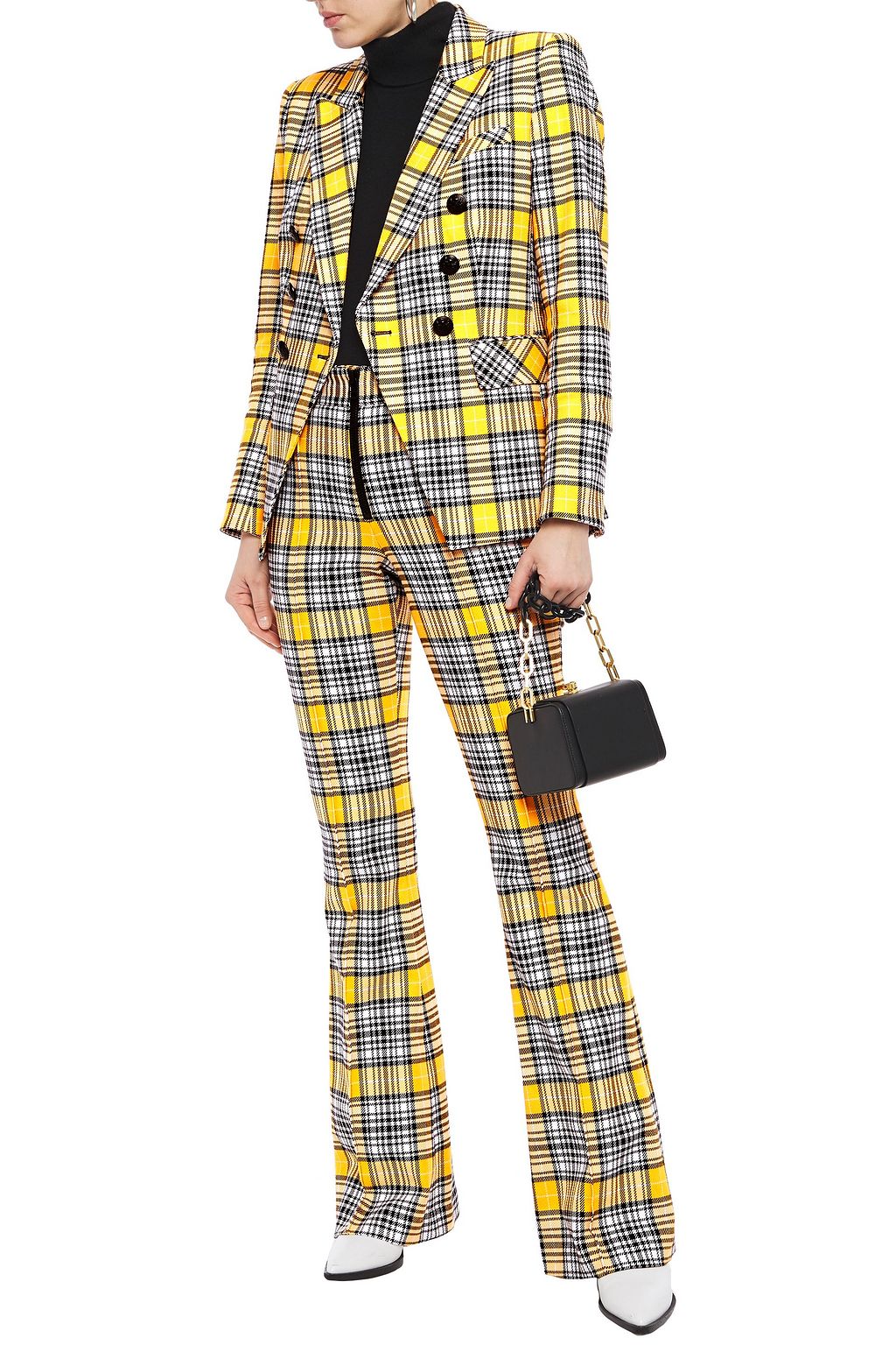 VERONICA BEARD Checked cotton-blend flared pants