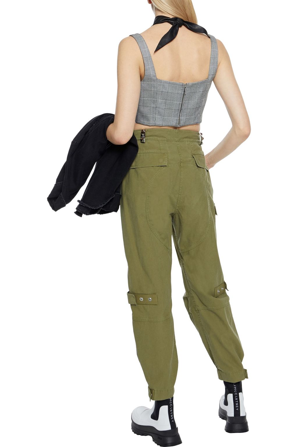 ALEXANDER WANG Studded washed cotton-canvas tapered pants