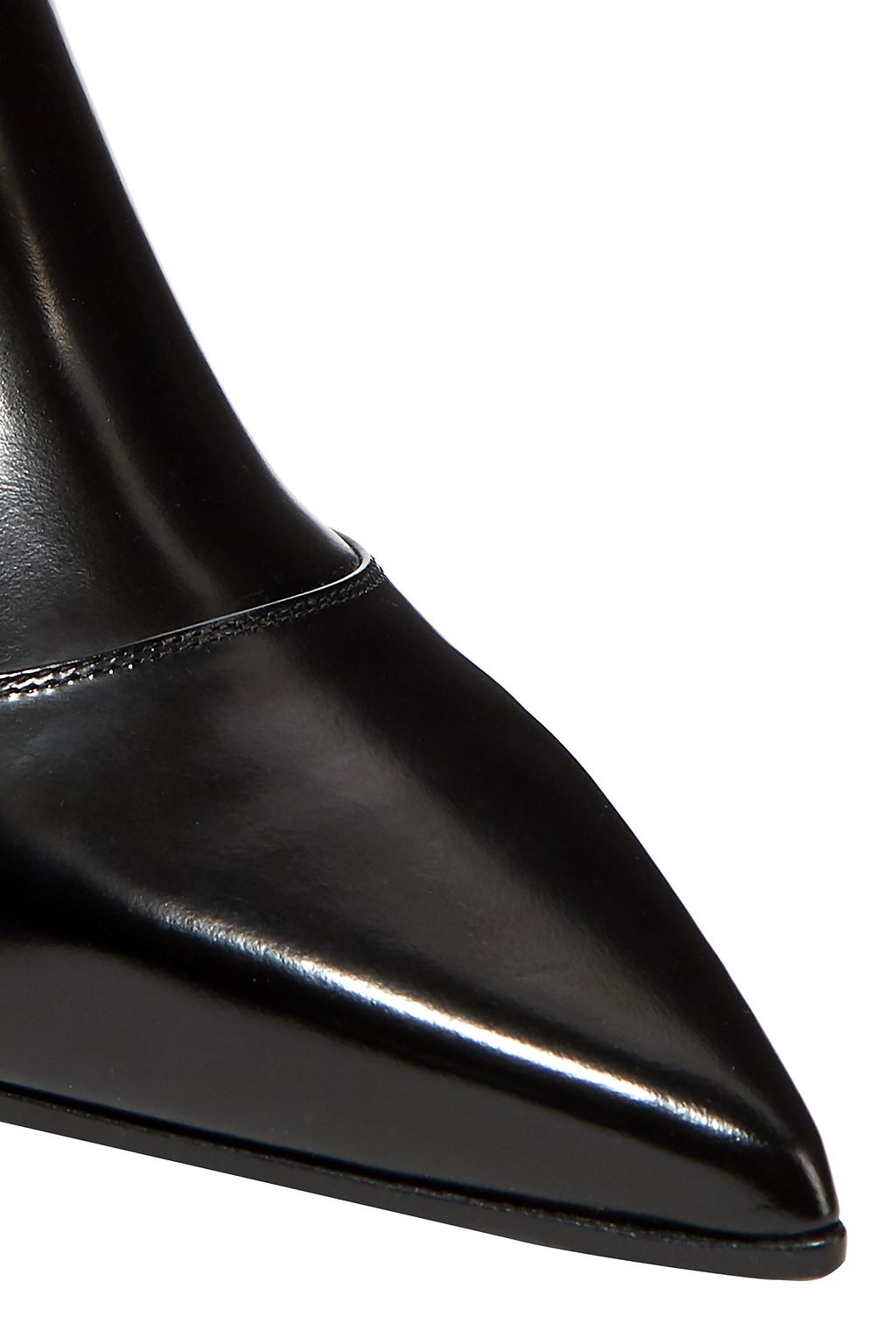 MCQUEEN Button-embellished stretch glossed-leaher ankle boots