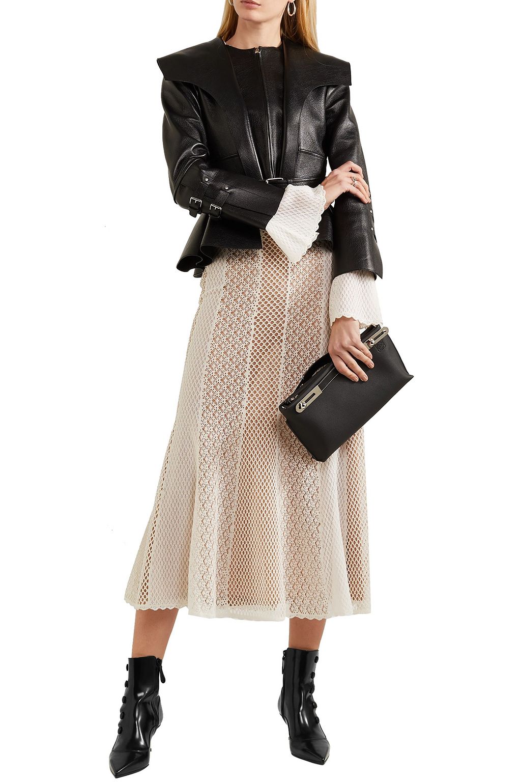 MCQUEEN Button-embellished stretch glossed-leaher ankle boots