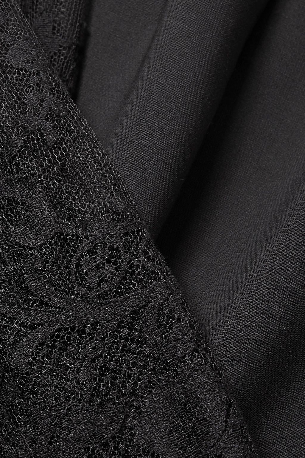 MCQUEEN オープンバック レース&ウール混クレープ ミディワンピース
