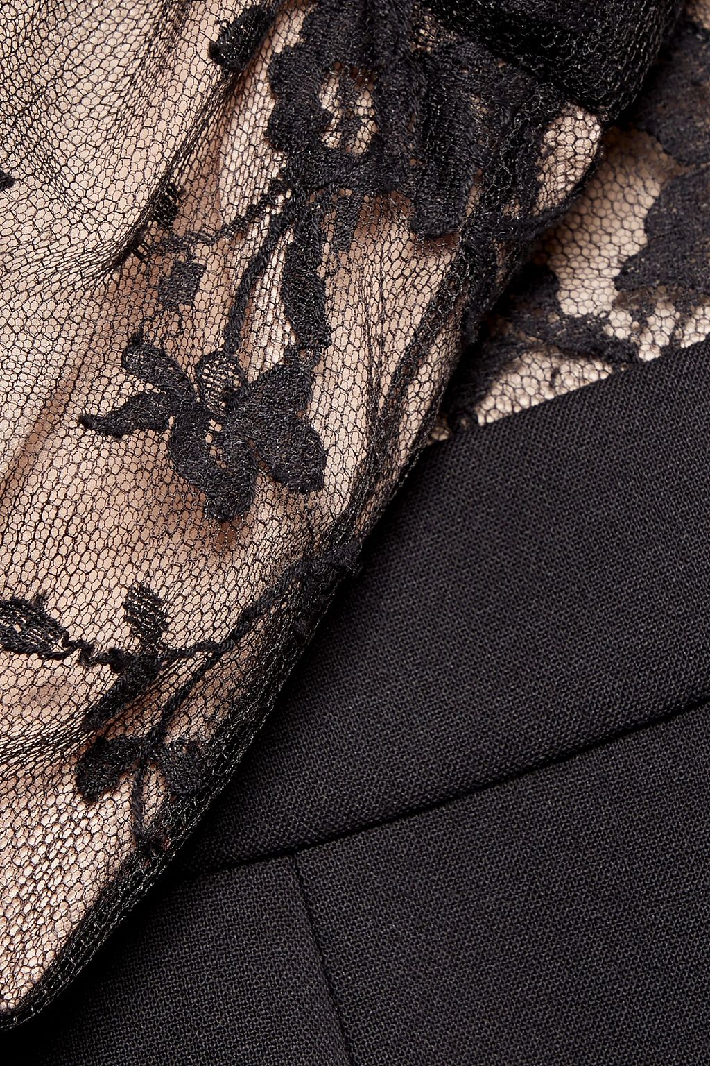 MCQUEEN オープンバック レース&ウール混クレープ ミディワンピース