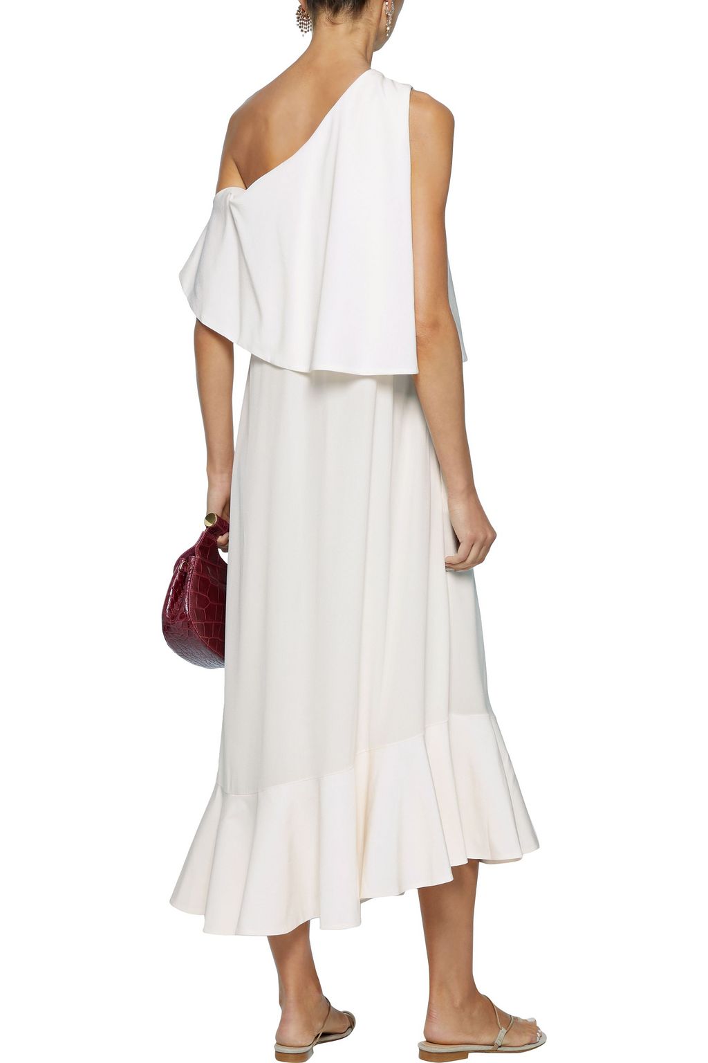 STELLA MCCARTNEY Juliette off-the-shoulder layered silk crepe de chine midi dress