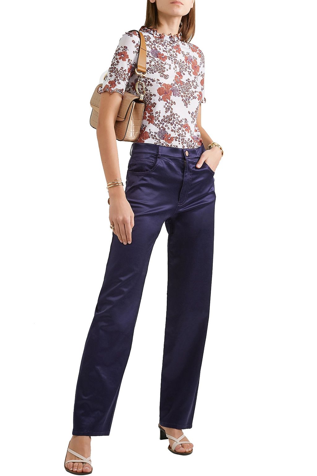 SEE BY CHLOÉ Cotton-blend satin straight-leg pants