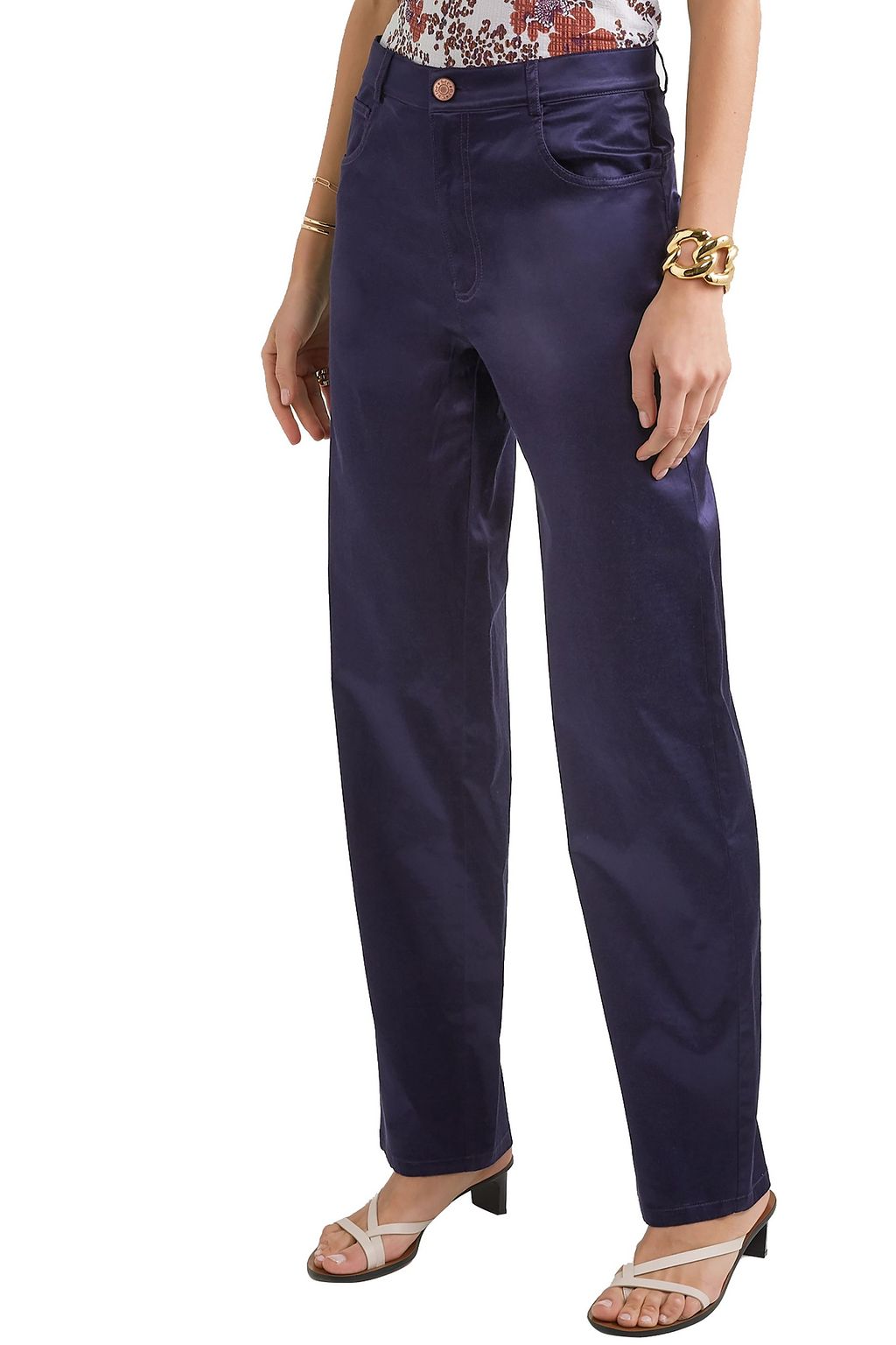 SEE BY CHLOÉ Cotton-blend satin straight-leg pants