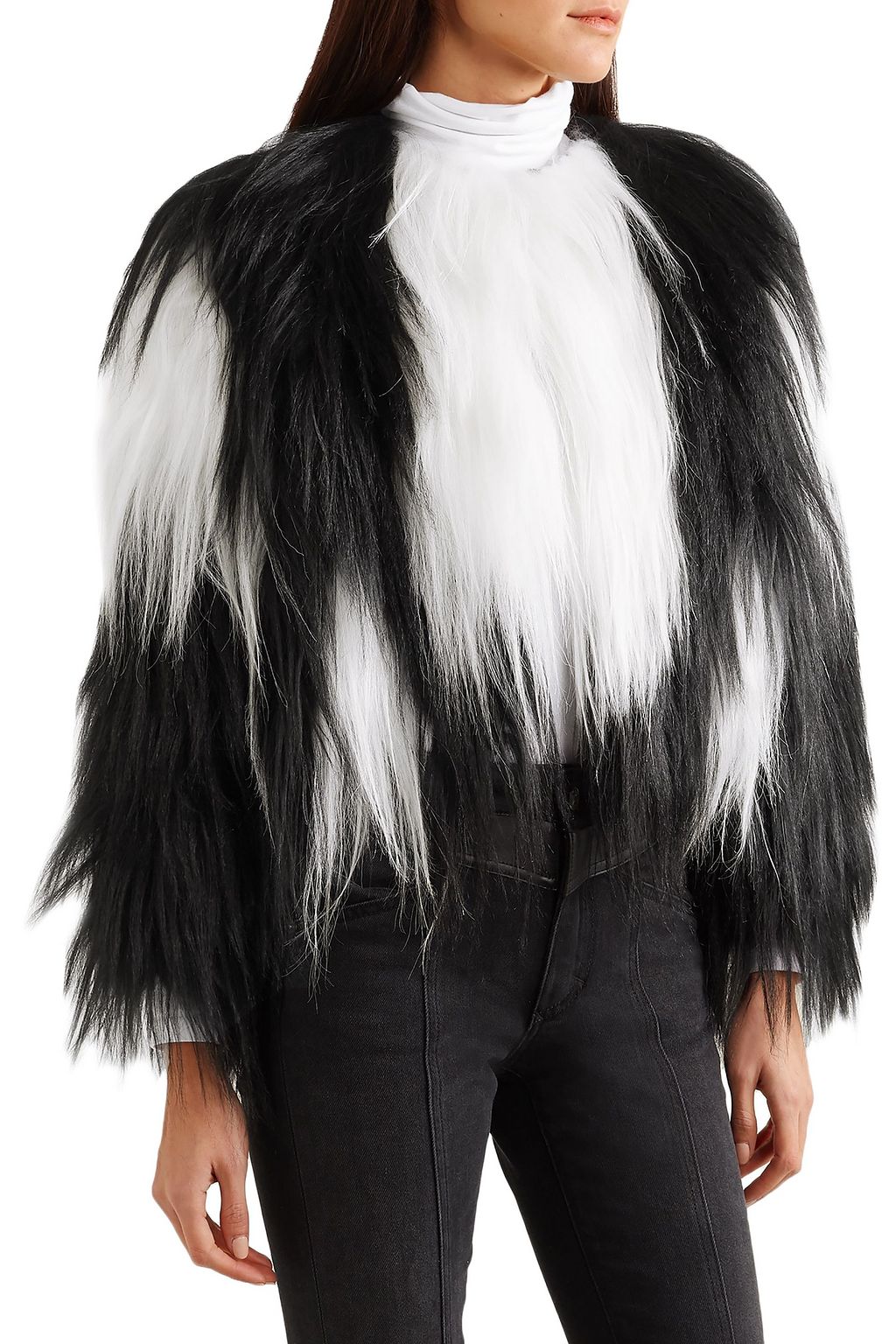 GIVENCHY Cropped two-tone shearling jacket