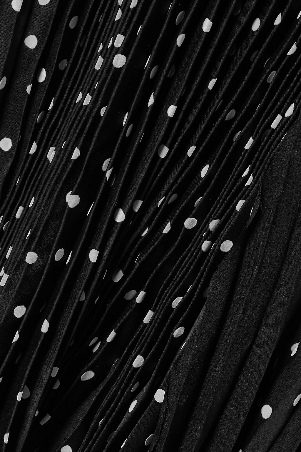 KHAITE Greta asymmetric pleated polka-dot crepe midi dress