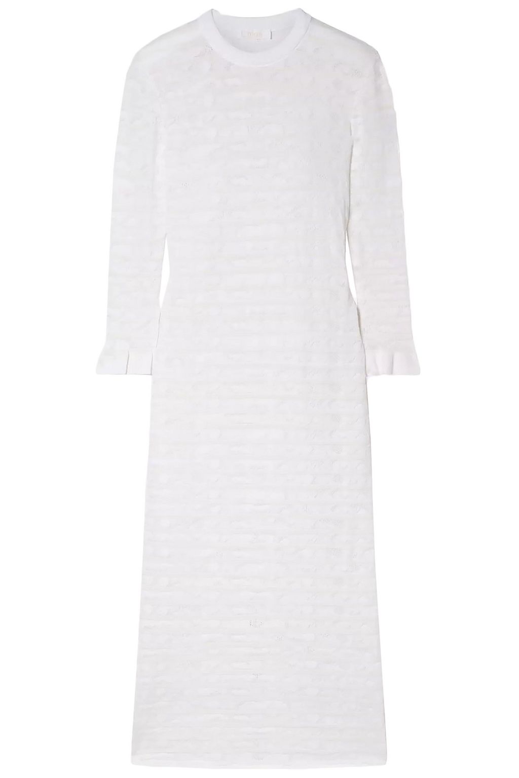 Pointelle-knit cotton-blend midi dress 