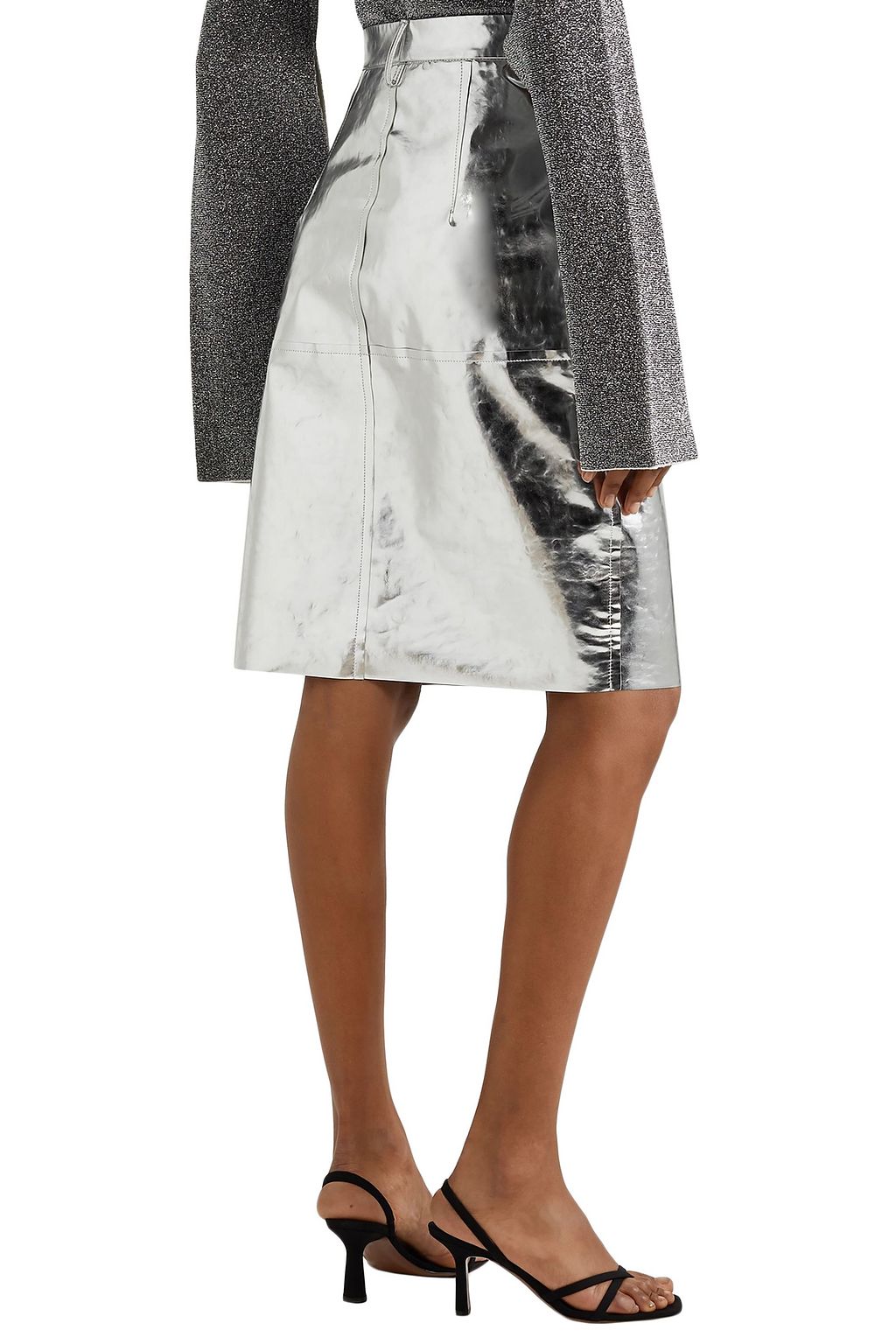 SOLACE LONDON Delta metallic leather skirt