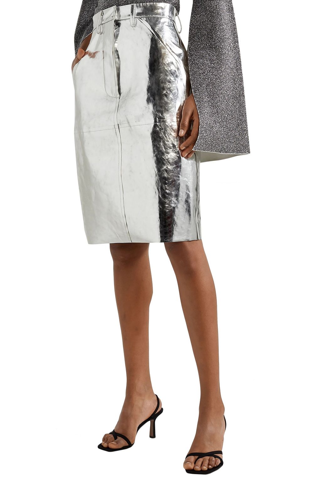 SOLACE LONDON Delta metallic leather skirt