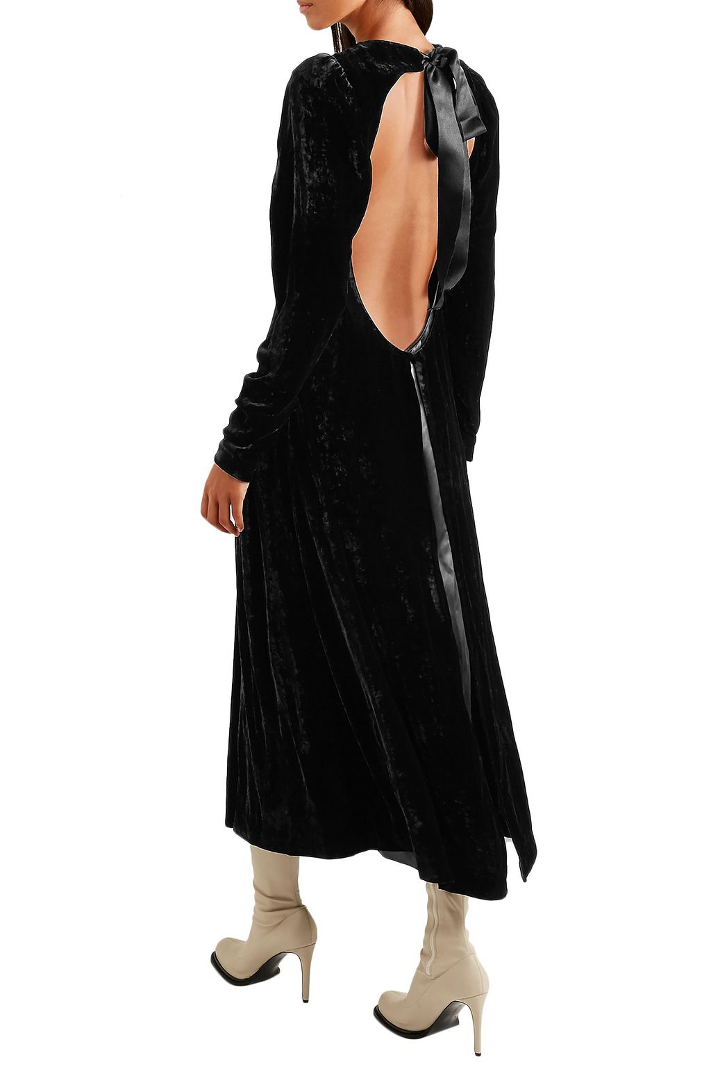 STELLA MCCARTNEY Open-back satin-trimmed velvet midi dress