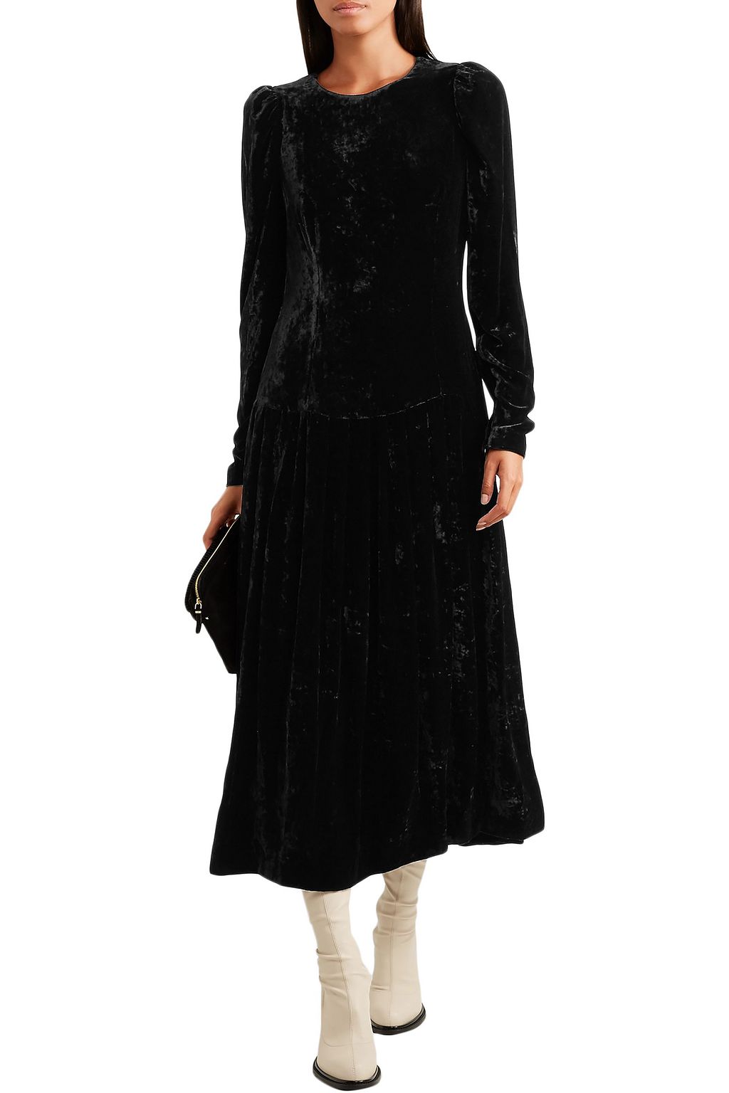 STELLA MCCARTNEY Open-back satin-trimmed velvet midi dress