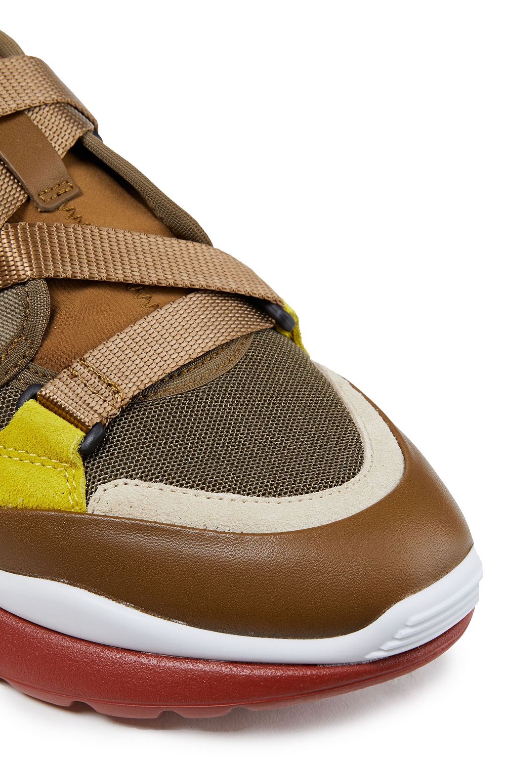 CHLOÉ Sonnie canvas, mesh, suede and leather sneakers