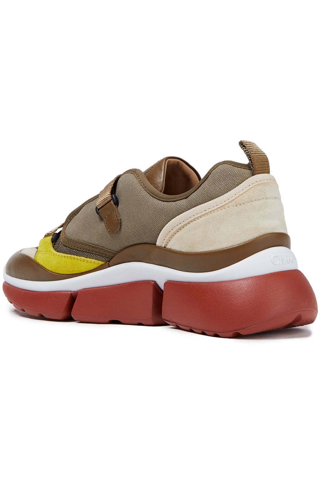 CHLOÉ Sonnie canvas, mesh, suede and leather sneakers