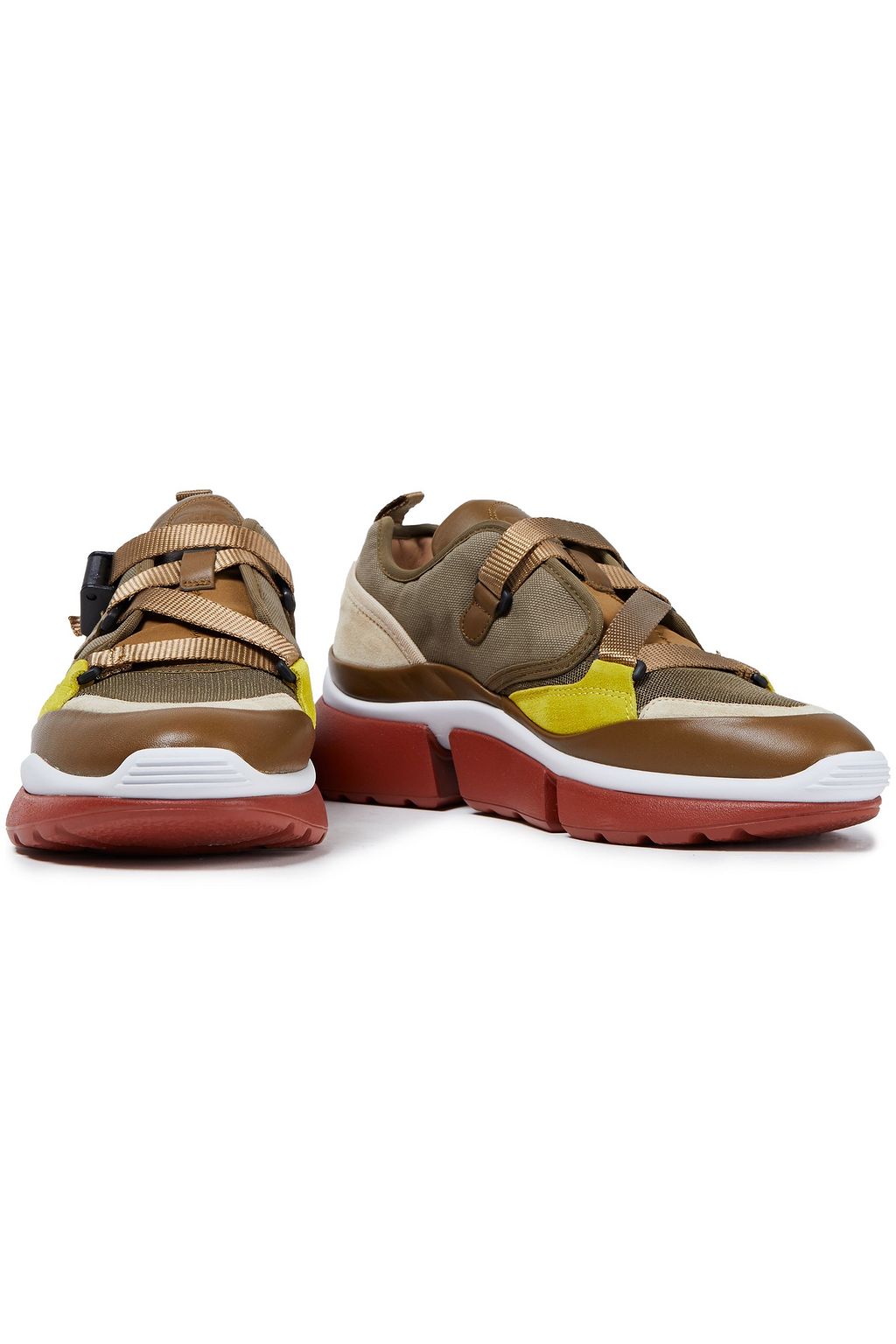 CHLOÉ Sonnie canvas, mesh, suede and leather sneakers