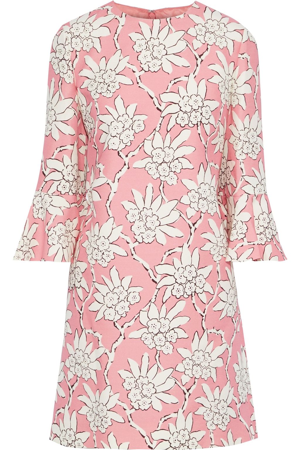 Baby pink Floral-print wool and silk-blend cady mini dress | Sale up to ...