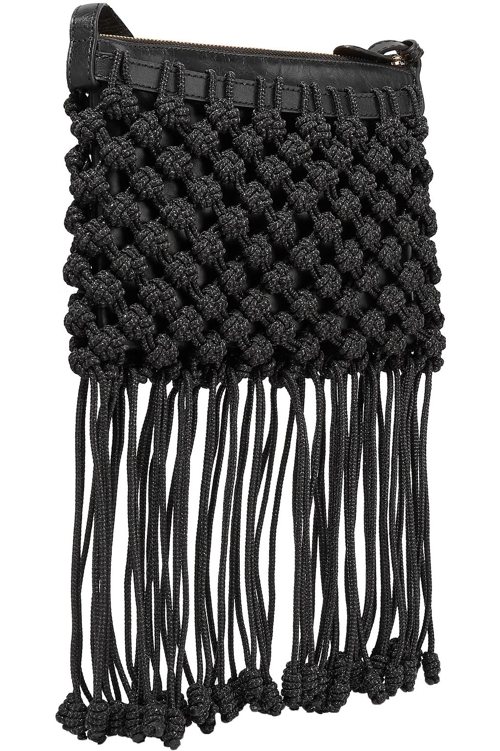 ULLA JOHNSON Rio macramé and leather shoulder bag