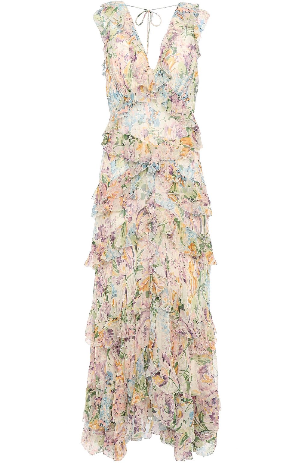 neutral floral maxi dress