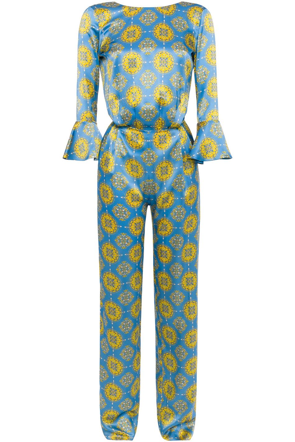 silk blue jumpsuit