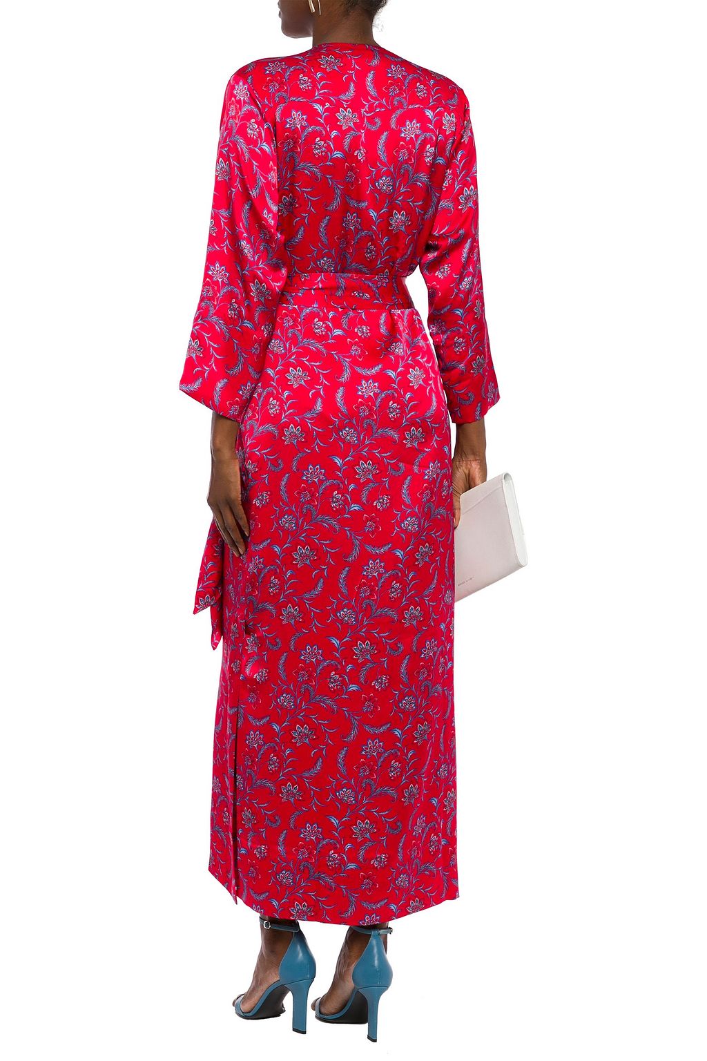 SEREN LONDON MO floral-print silk-satin midi wrap dress
