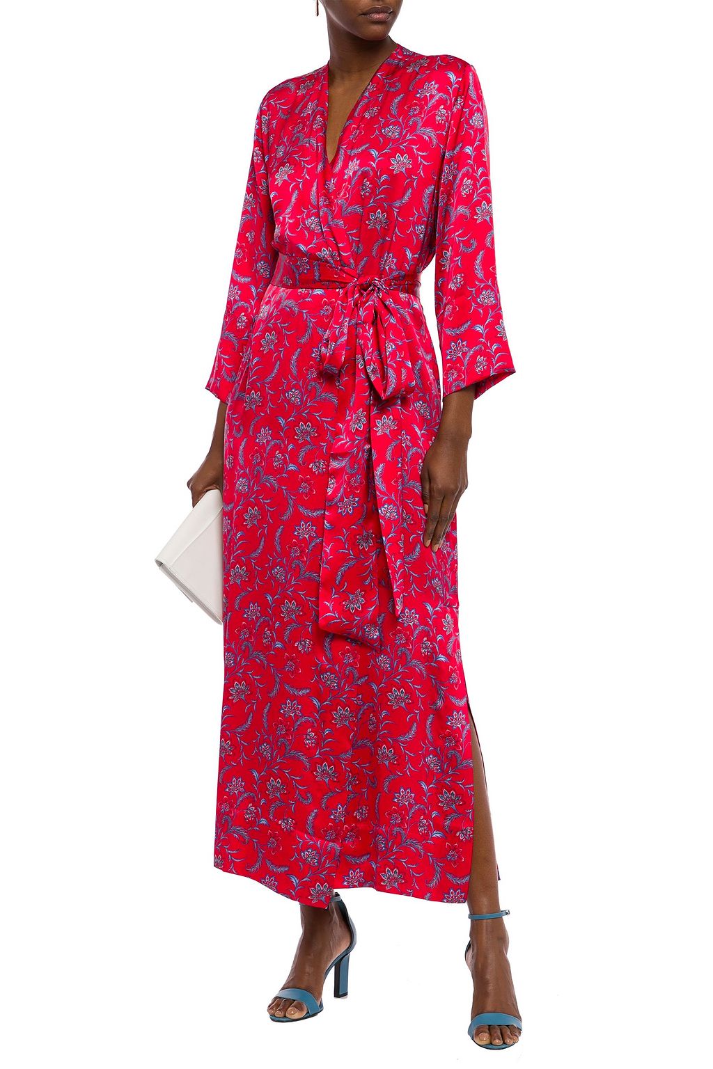 SEREN LONDON MO floral-print silk-satin midi wrap dress