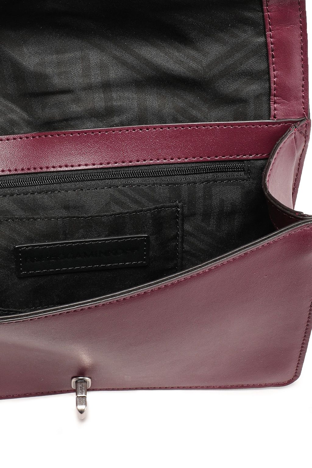 REBECCA MINKOFF Suede-paneled striped leather shoulder bag