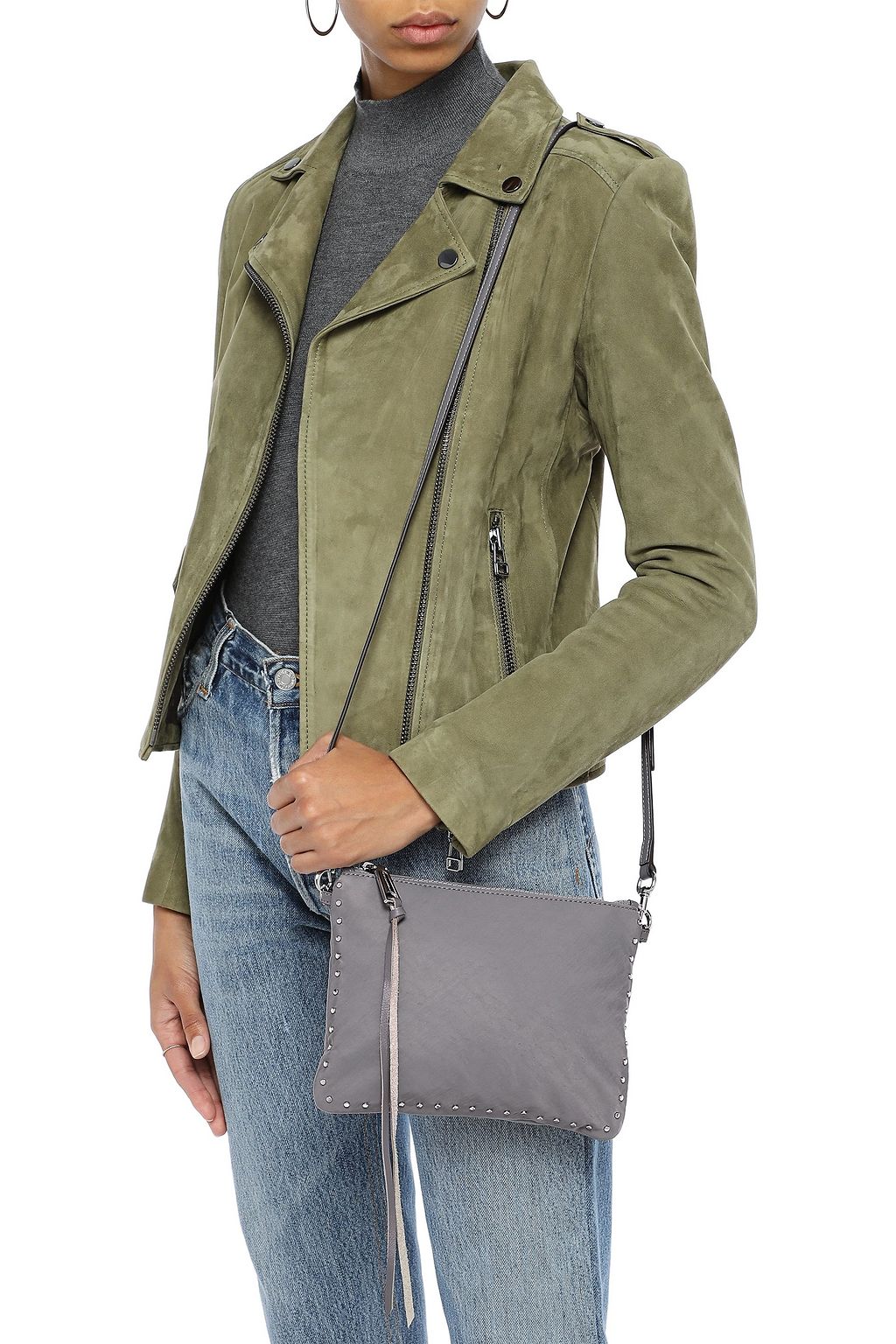 REBECCA MINKOFF Studded crinkled-shell shoulder bag