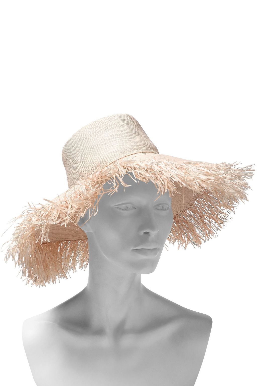 ZIMMERMANN Feather-embellished frayed straw sun hat