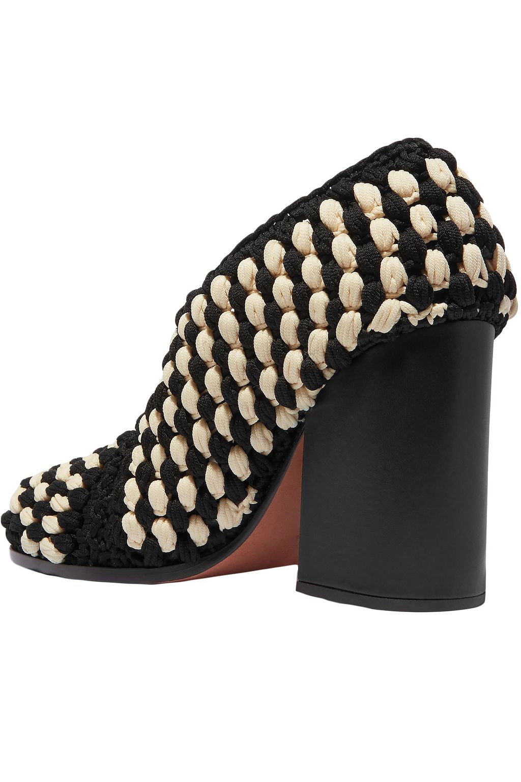 PROENZA SCHOULER Leather-paneled two-tone macramé pumps