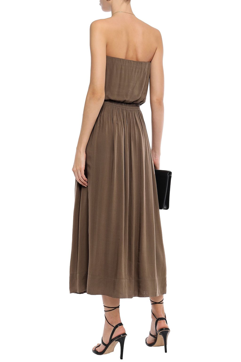 JAMES PERSE Strapless gathered voile midi dress