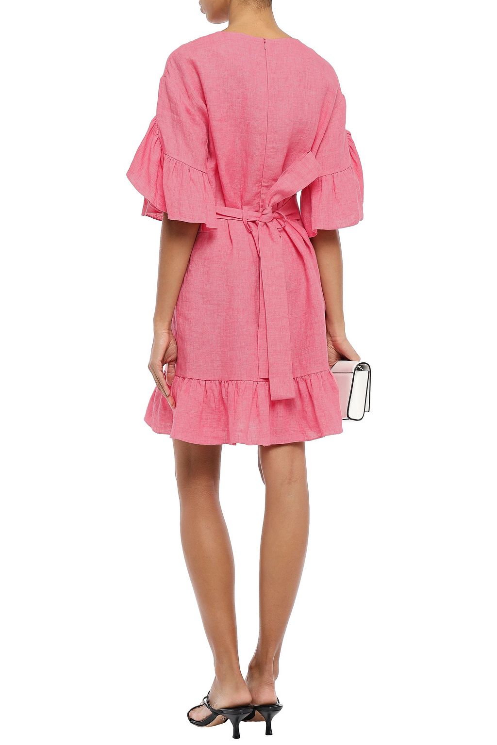GOEN.J Wrap-effect ruffle-trimmed linen mini dress