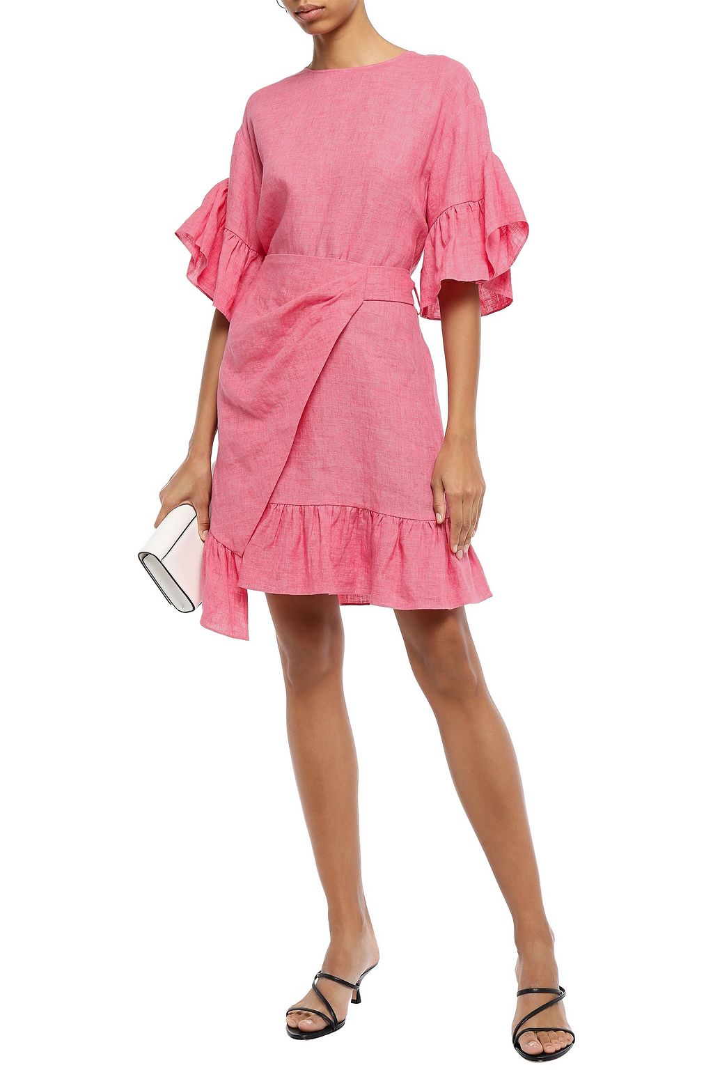 GOEN.J Wrap-effect ruffle-trimmed linen mini dress
