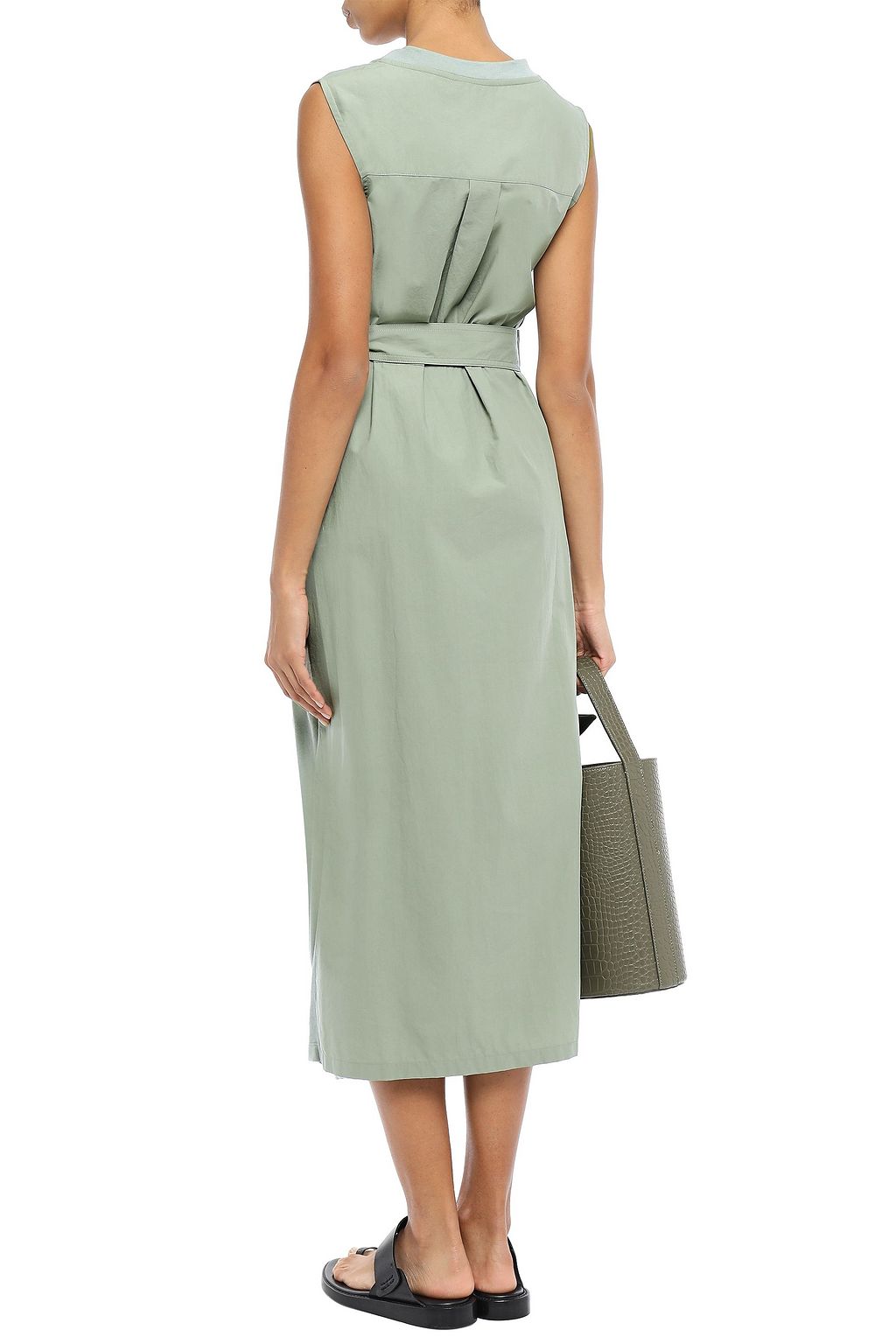 GOEN.J Wrap-effect cotton-jersey and poplin midi dress