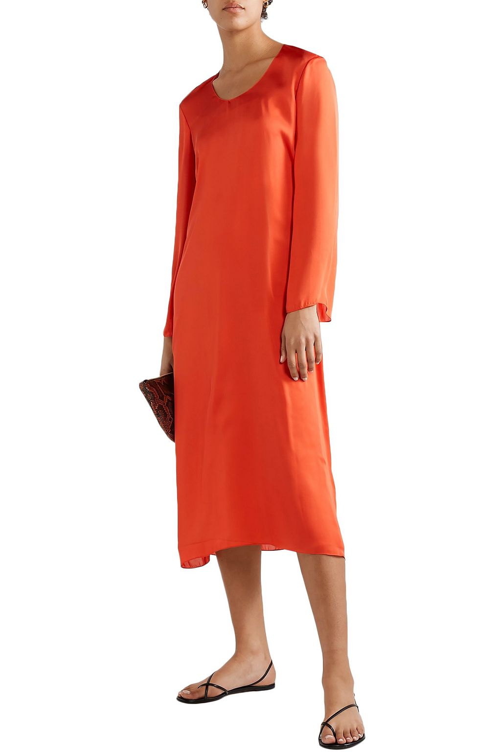THEORY Silk-satin midi dress