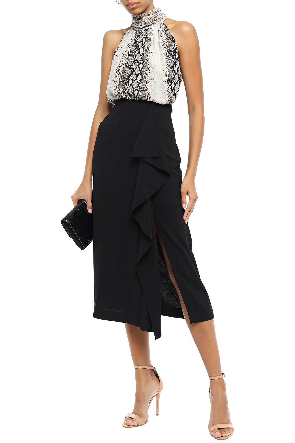 GOEN.J Ruffled crepe midi skirt