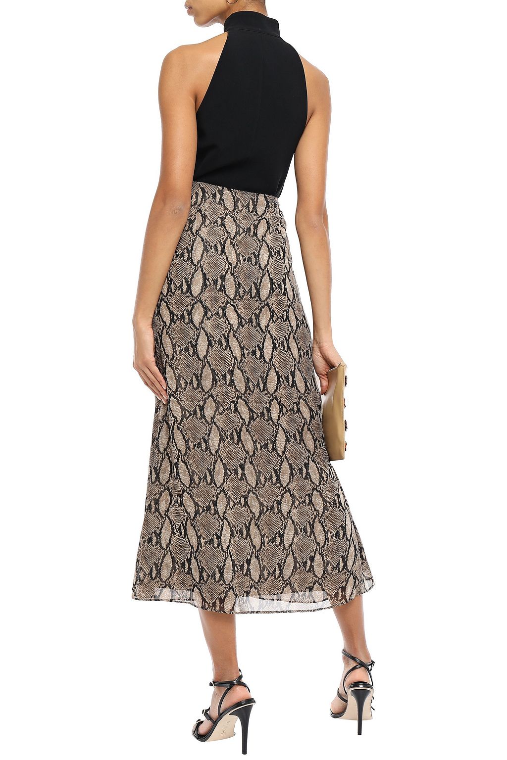 GOEN.J Snake-print georgette midi skirt