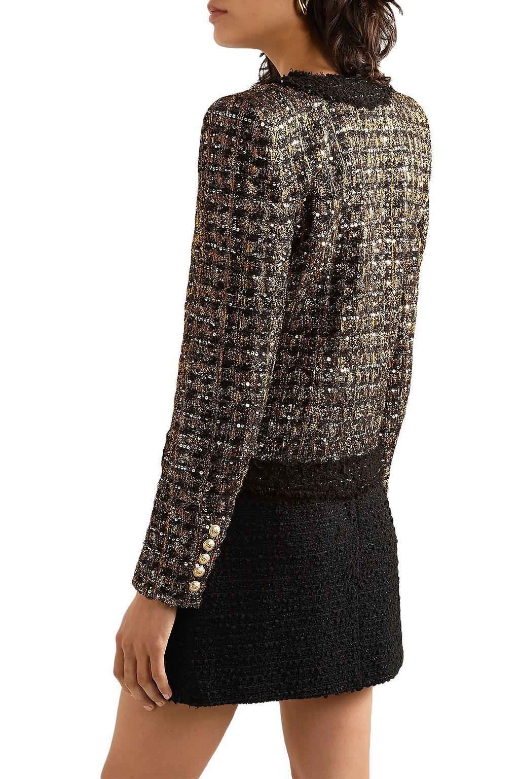 BALMAIN Embellished metallic tweed jacket
