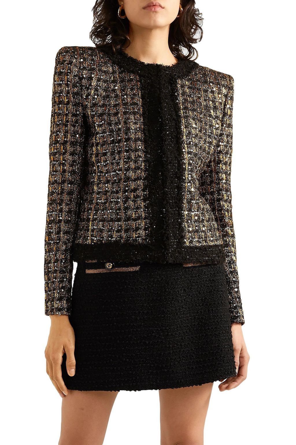 BALMAIN Embellished metallic tweed jacket