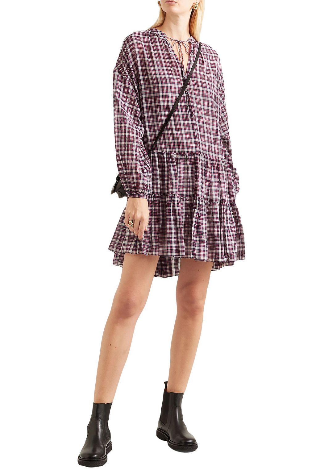 THE GREAT. The Timber ruffled checked cotton dress