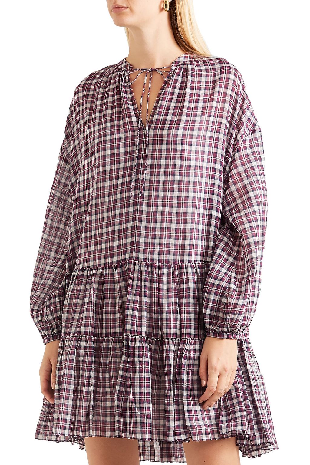 THE GREAT. The Timber ruffled checked cotton dress