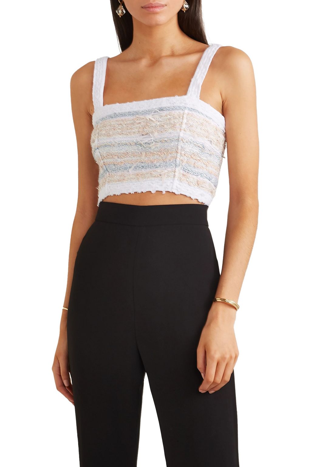 BALMAIN Cropped tweed top