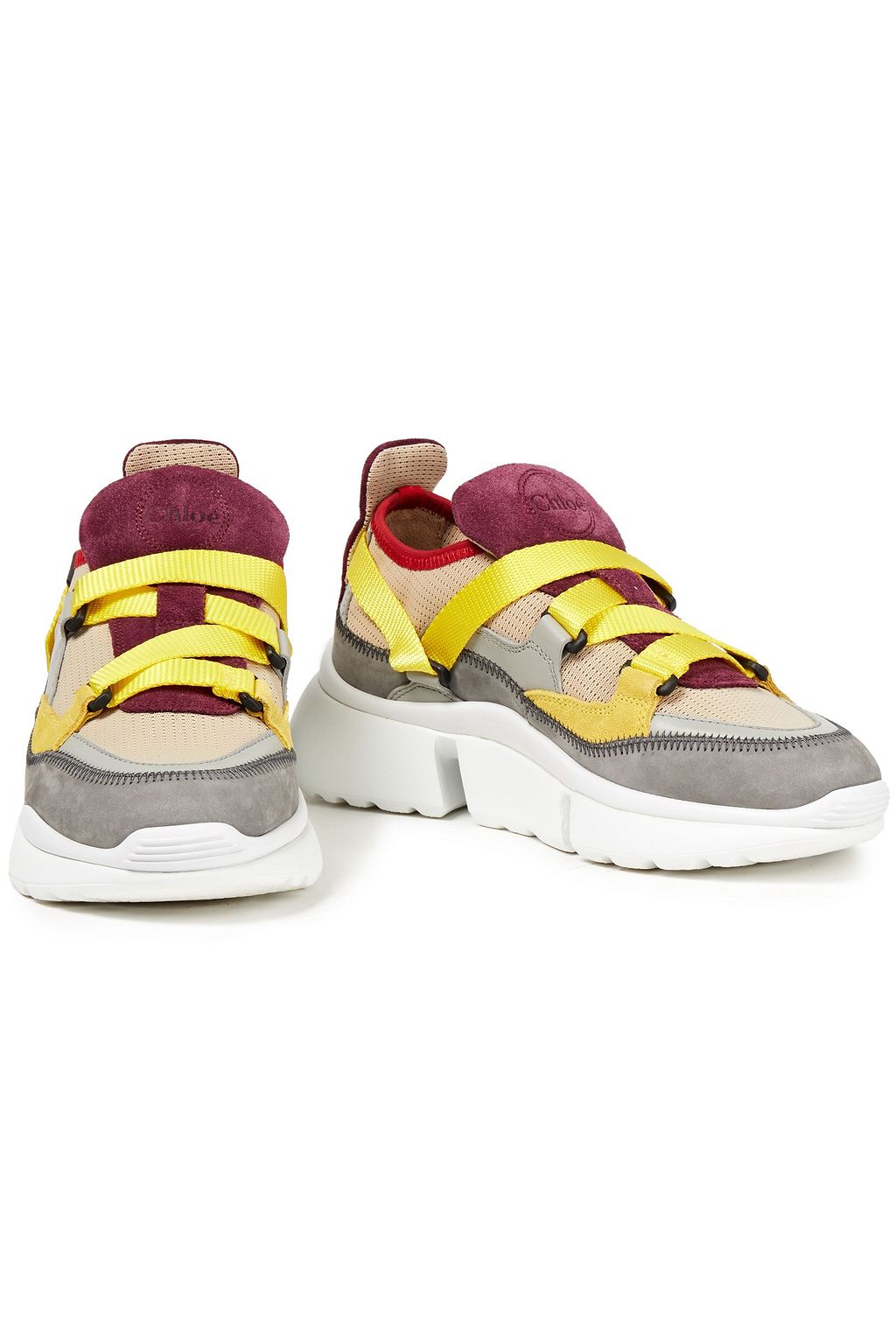 CHLOÉ Sonnie mesh, suede and leather sneakers