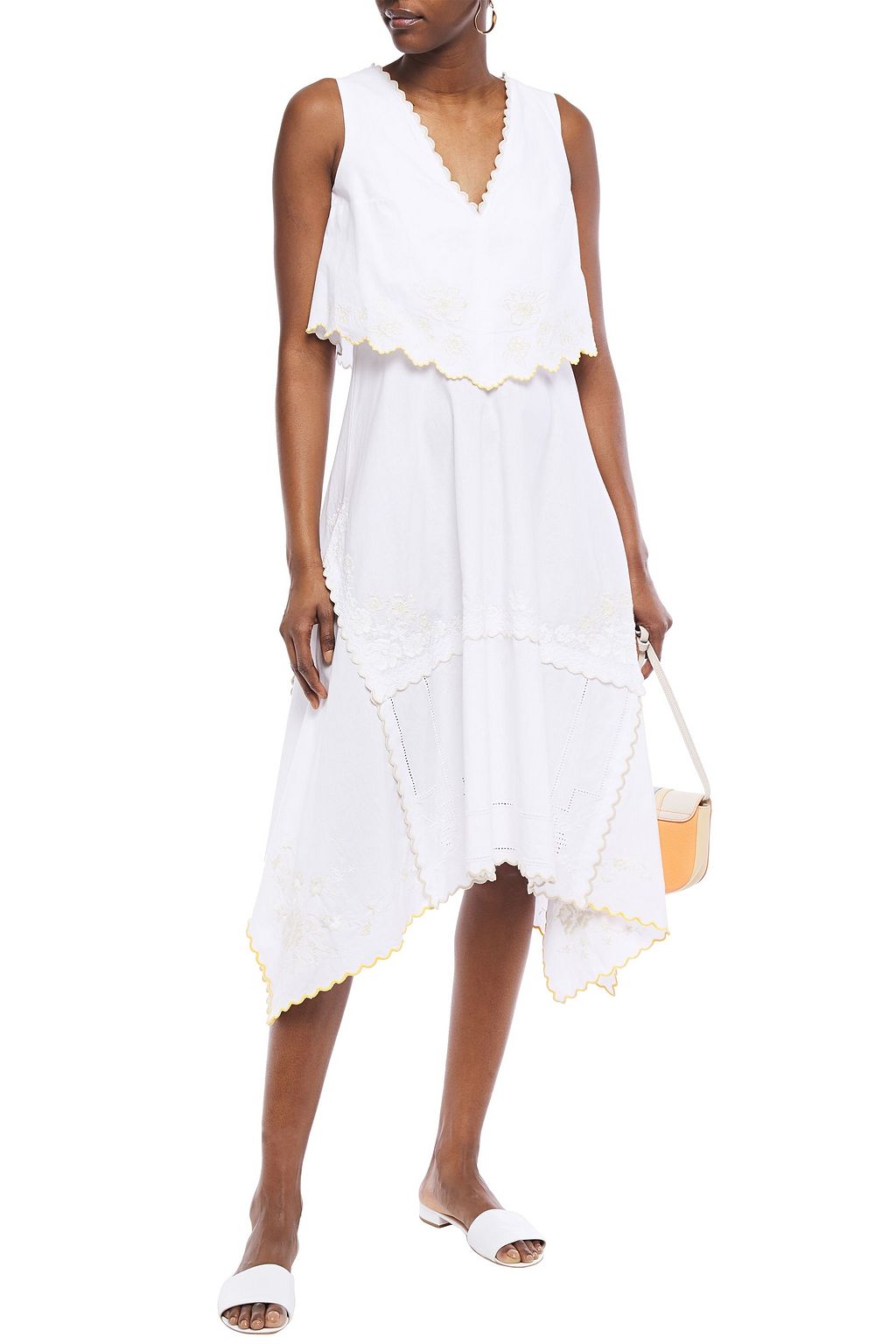 SEE BY CHLOÉ Layered embroidered cotton-poplin midi dress