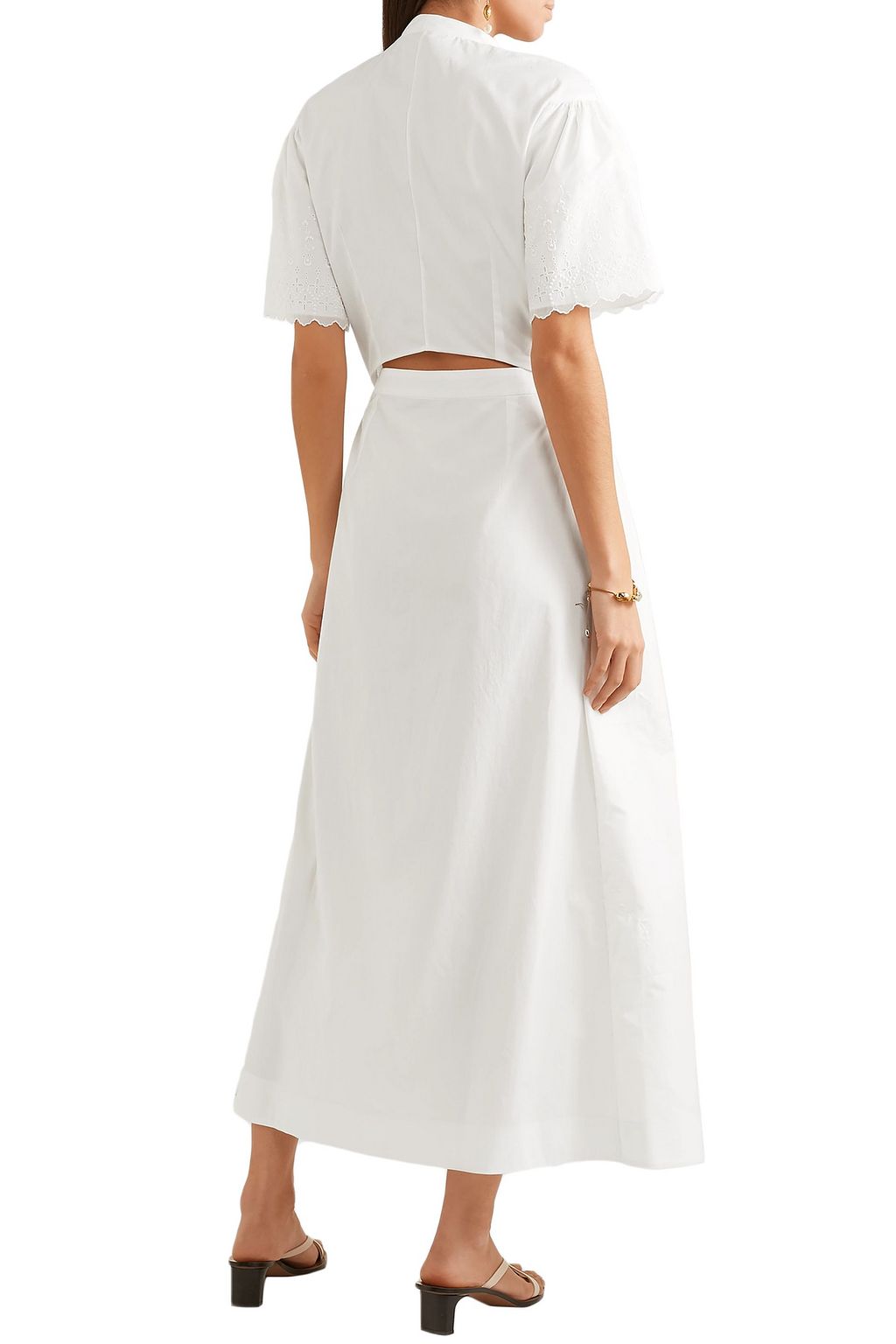 STELLA MCCARTNEY Embroidered cotton-poplin midi dress