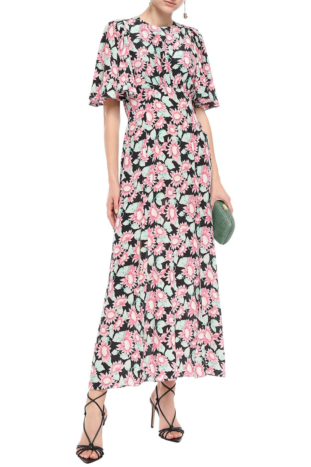 LES RÊVERIES Gathered silk crepe de chine maxi dress